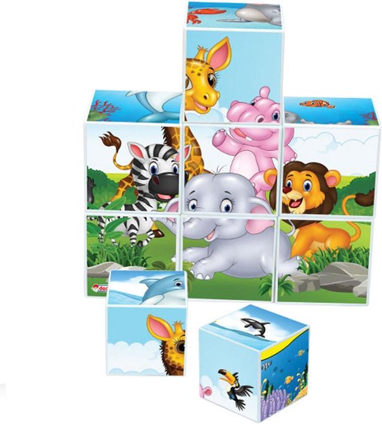 Blokkenpuzzel Dieren - Kinderpuzzels 3 jaar - Kinderpuzzels - Kinderpuzzels 2 jaar - Kinderpuzzels 5 jaar – Vormenstoof – Bouwblokken – Blokken baby - Blokken - Blokkendoos - DEDE