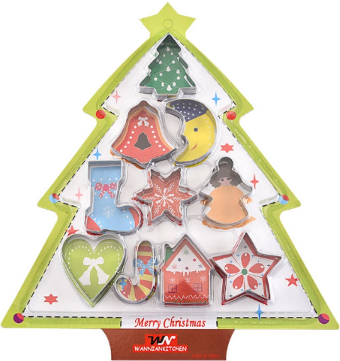 uitsteekvormen kerst | 10 koekvormpjes | cookie cutter | bakvormen kerst | rvs uitstekers kerstkoekjes | kerst | kerstcadeautje