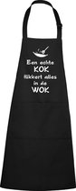 Mijncadeautje - Luxe schort - Een echte kok flikkert alles in de wok - zwart