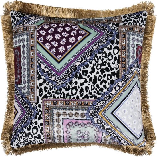 Pad velours sierkussenhoes Antique multi - 50x50 cm