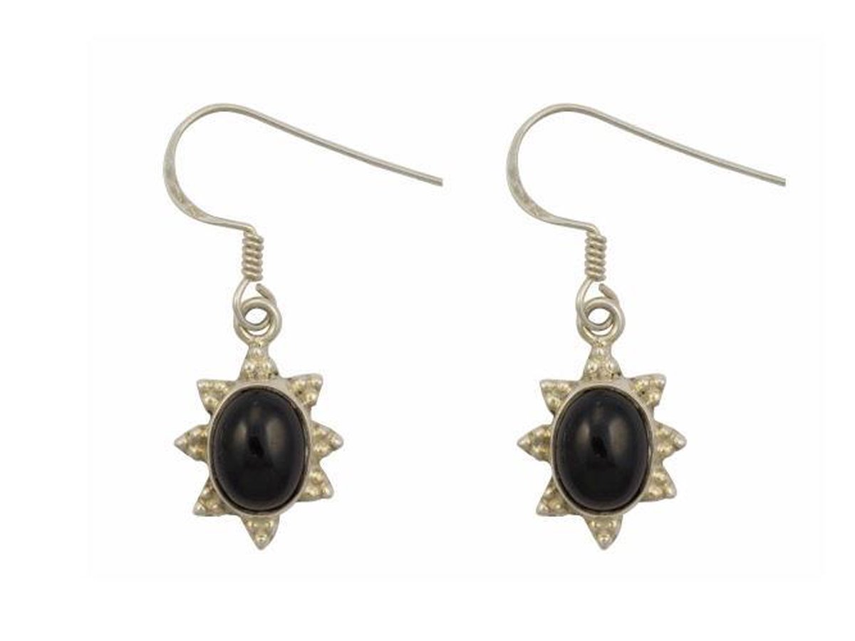 Zilveren oorbellen Onyx 925 zilver (incl. oorbelstoppers)