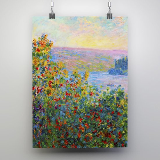 Poster bloembedden bij Vetheuil - Claude Monet - 50x70cm