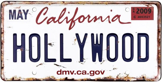 Signs-USA - Souvenir kentekenplaat nummerbord Amerika - verweerd - 30,5 x 15,3 cm - California - Hollywood