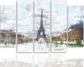Schilderij , Eiffeltoren Parijs , Multikleur ,4 maten , 5 luik , wanddecoratie , Premium print , XXL