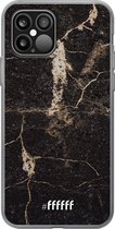 6F hoesje - geschikt voor iPhone 12 Pro - Transparant TPU Case - Dark Golden Marble #ffffff