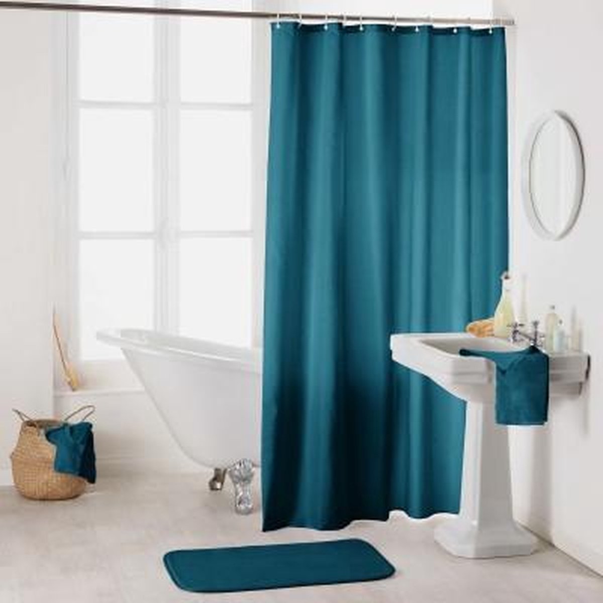 Livetti | Douchegordijn - Shower Curtain | Petroleum Blauw | Inclusief Ringen
