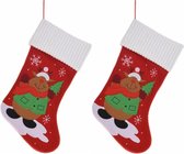 2x stuks kerstsokken met rendier 46 cm - kerstversiering haard sokken