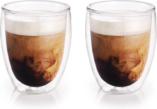 8x Dubbelwandige koffiekopjes/theeglazen 300 ml - Koken en tafelen -  Barista -... | bol.com