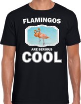 Dieren flamingo vogels t-shirt zwart heren - flamingos are serious cool shirt - cadeau t-shirt flamingo/ flamingo vogels liefhebber L