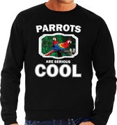 Dieren papegaaien sweater zwart heren - parrots are serious cool trui - cadeau sweater papegaai/ papegaaien liefhebber S