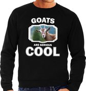 Dieren geiten sweater zwart heren - goats are serious cool trui - cadeau sweater geit/ geiten liefhebber M