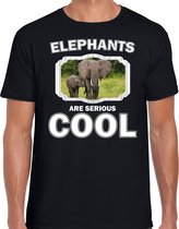 Dieren olifant met kalf t-shirt zwart heren - elephants are serious cool shirt - cadeau t-shirt olifant/ olifanten liefhebber M
