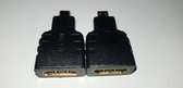 Micro HDMI male naar HDMI Female adapter connector | verguld goud | Zwart