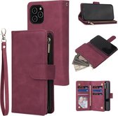 Luxe Telefoonhoesje voor Apple iPhone 12 Mini | Hoogwaardig Leren Bookcase | Lederen Wallet Case | Luxe Uitstraling | Pasjeshouder 6 stuks | Portemonnee | Rits | Rood