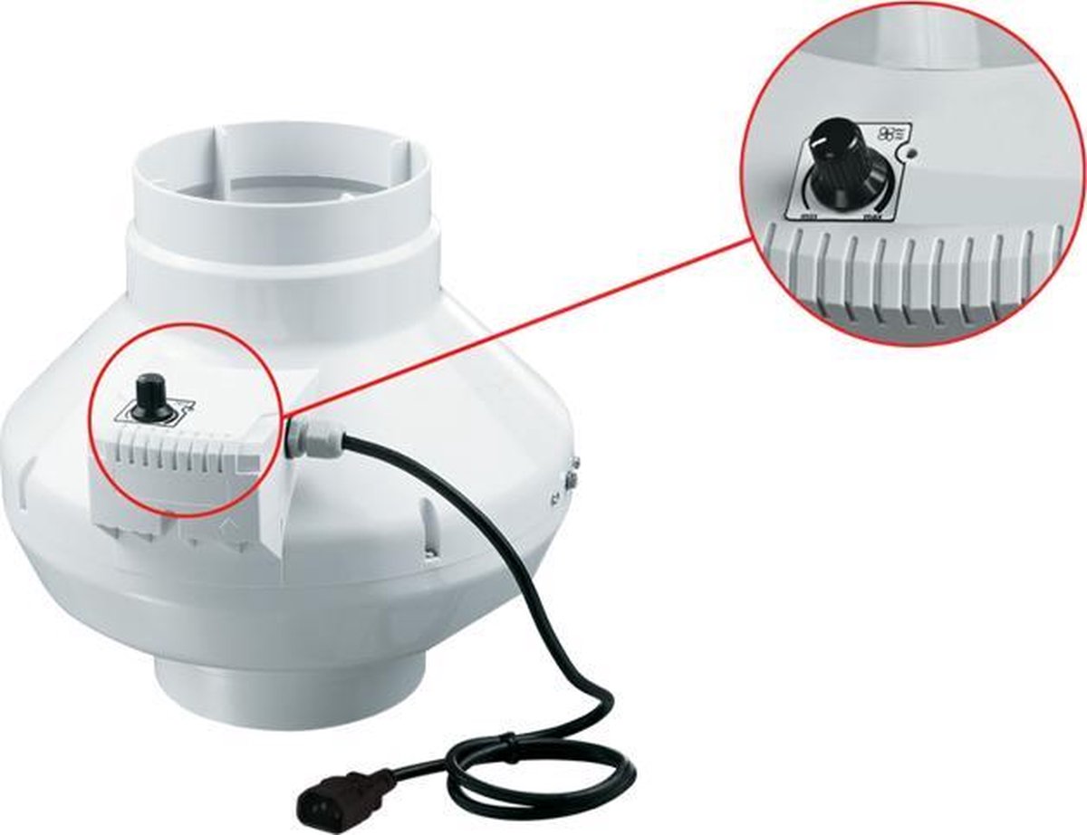 Actieve koolstoffilter, afvoerluchtset incl. buisventilator 280 m³/h Actieve koolstoffilter, afvoerluchtset incl. buisventilator 280 m³/h