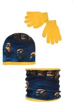 Minions - Winterset - Muts, Buff & Handschoenen - Donkerblauw & Geel - 52 cm - 100% Acryl