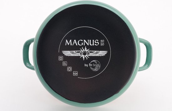 Lite-Body - Magnus Braadpan  24cm/2,5 l met deksel- Emaille- Olijf Groen - Inductie