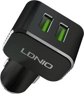 LDNIO C306 Dual USB mobiele telefoon autolader met micro USB C Type-C kabel