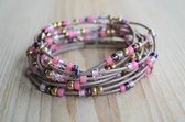 Curly's Beads DIY Pakket - Sieraden maken - Lederen Wikkelarmband - Miyuki Rocailles - Roze