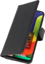 Handmade Echt Lederen Telefoonhoesje voor Samsung Galaxy A50 - Zwart