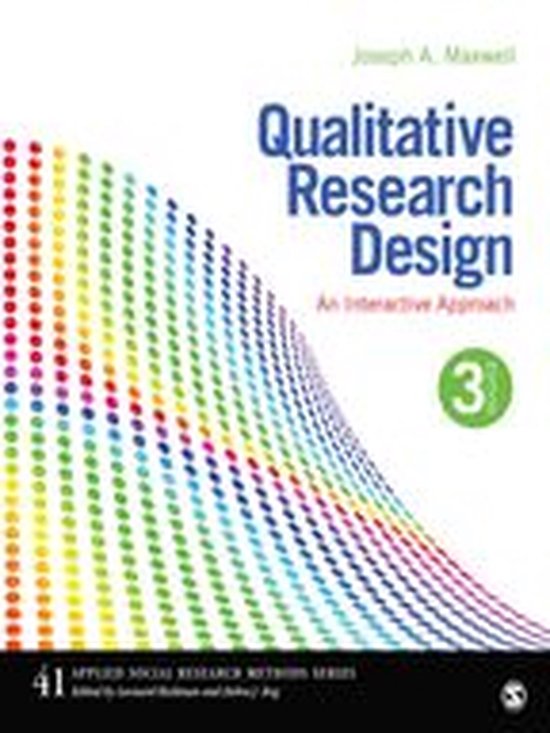Couverture du livre 'Qualitative Research Design: An Interactive Approach' avec un arc-en-ciel de points et le texte 'Joseph A. Maxwell'.