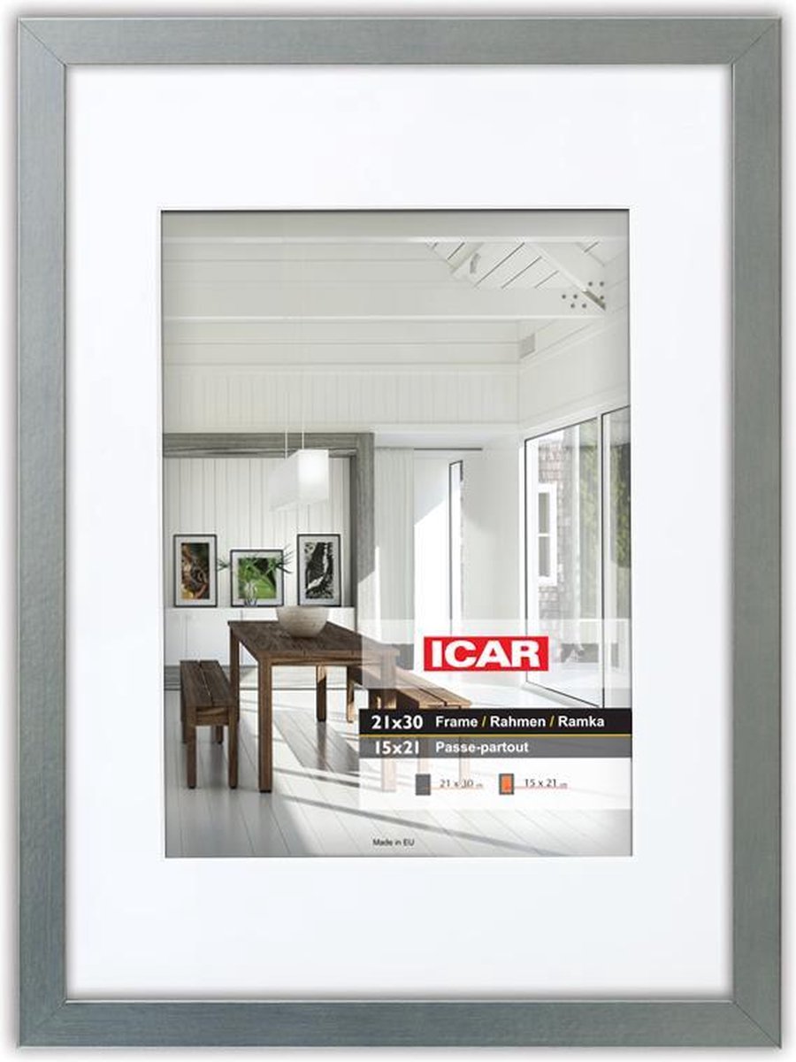 Icar Houten Passe-Partout Fotolijst Expo S1 Zilver 21x30 cm (15x21 cm)