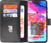 Bestcases Handmade Leer Booktype Telefoonhoesje Samsung Galaxy A70 Zwart