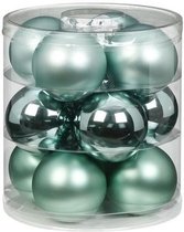 12x Mint groene glazen kerstballen 8 cm glans en mat - Kerstboomversiering mint groen