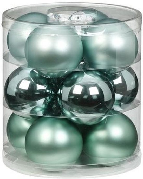 12x Mint groene glazen kerstballen 8 cm glans en mat - Kerstboomversiering  mint groen | bol.com