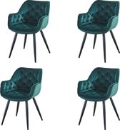 Troon Collectie - Eetkamerstoelen met armleuning - Groen - Eetstoelen - Dineerstoelen - Troon Collectie - Eetkamerstoelen set 4 stuks - Maxima - Design eetkamer stoelen - Extra stoelen voor h