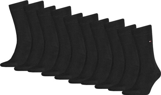 Tommy Hilfiger - heren basic sokken 10-pack zwart - maat 43-46
