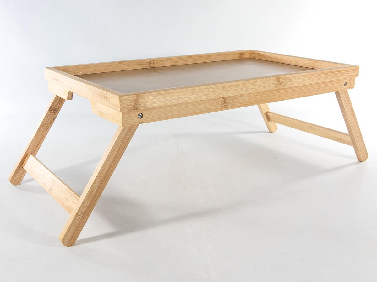 Bedtafel Bamboe. 50x30x420. poten uitklapbaar Dienblad. Bed Tafel. Tafeltje