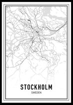 Punt. Poster - City Map Stockholm - 59.4 X 42 Cm - Zwart En Wit