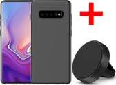 Samsung Galaxy S10 Backcover - Zwart - Soft TPU - Magnetisch voor Autohouder + Magneet