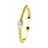 Lucardi - Dames Goldplated ring bolletje met ovale zirkonia - Ring - Cadeau - Plated - Goudkleurig