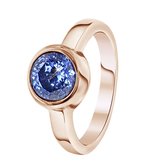 Lucardi - Colours by Kate - Stalen ring roseplated met licht blauwe zirkonia