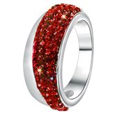 Lucardi Dames Ring met siam kristal - Ring - Cadeau - Staal - Zilverkleurig