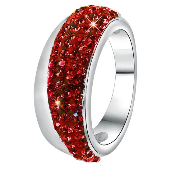 Lucardi Dames Ring met siam kristal - Ring - Cadeau - Moederdag - Staal - Zilverkleurig