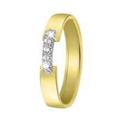 Lucardi Dames Bicolor ring met zirkonia - Ring - Cadeau - 14 Karaat Goud - Witgoud en Geelgoud