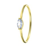 Lucardi - Dames Ring markies licht blauw - Ring - Cadeau - 14 Karaat Goud - Geelgoud