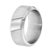 Lucardi Heren Ring streep - Ring - Cadeau - Staal - Zilverkleurig