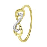 Lucardi - Dames Ring infinity 11 diamanten 0,06ct - Ring - Cadeau - 14 Karaat Goud - Geelgoud