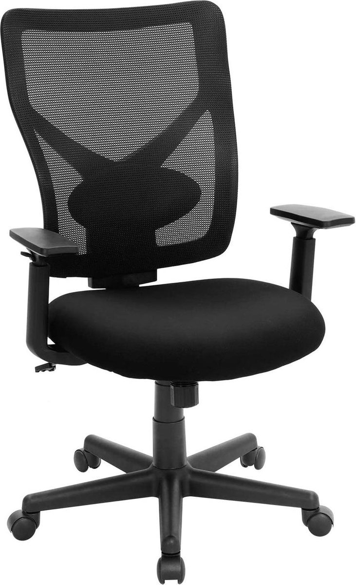 Acaza Bureaustoel voor Volwassenen - Bureaustoel met Wieltjes - ergonomische Gamestoel - Verstelbare Arm-en Rugleuningen - Zwart
