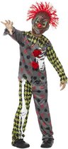 Smiffy's - Monster & Griezel Kostuum - Totaal Verknipte Horror Clown - Jongen - Groen, Grijs - Tiener - Halloween - Verkleedkleding