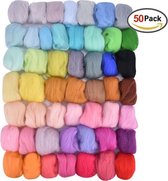 50 kleuren wolvilt van merino wol - Hobby viltpakket Naaldvilten / Needle Felting