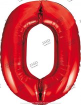 Folie ballon XL 100cm met opblaasrietje - cijfer 0 rood - 10 jaar folieballon - 1 meter groot met rietje - Mixen met andere cijfers en/of kleuren binnen het Jumada merk mogelijk