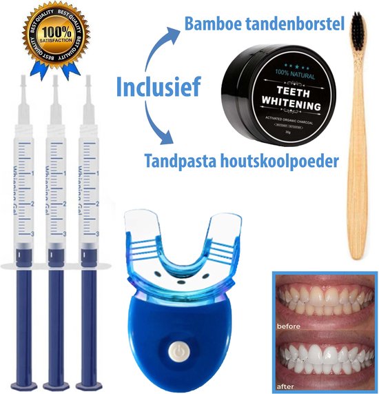 Gedragen voorbeeld Prijs Tanden Bleek Set - 8 Delig - Tanden Bleken - Witte Tanden - 3D LED - Zonder  Peroxide -... | bol.com