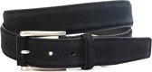 Zwarte suede heren riem 3.5 cm breed - Zwart - Sportief - Echt Silver / Suede - Taille: 100cm - Totale lengte riem: 115cm