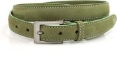 JV Belts Groene nubuck dames riem - dames riem - 2.5 cm breed - Groen - Echt Leer/Nubuck - Taille: 90cm - Totale lengte riem: 105cm