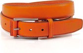 Oranje heren riem 3.5 cm breed - Oranje  - Echt Leer - Taille: 110cm - Totale lengte riem: 125cm